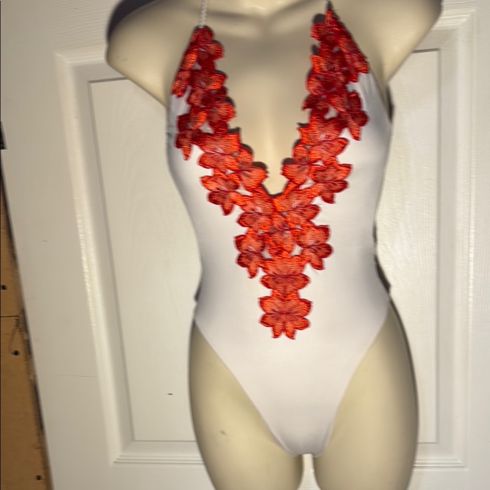 Blue Life White and Red Floral Kids Bodysuit